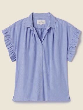 Trovata Birds of Paradise Marianne B Ruffle Sleeve Shirt Blue/White Stripe XS